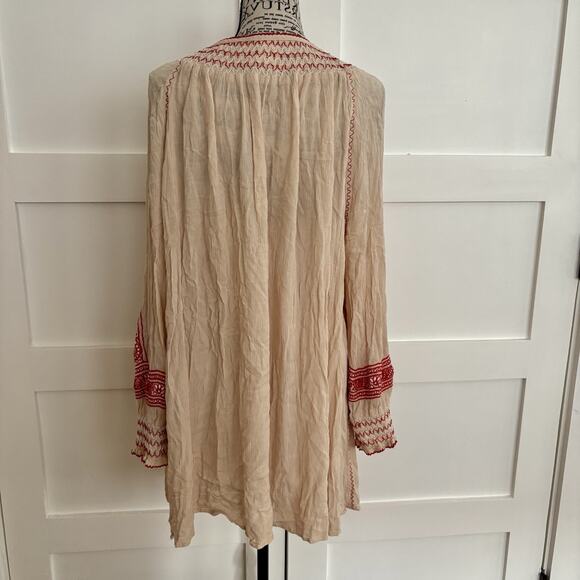 Free People Size M Wind Willow Shift Peasant Mini Dress Hippie Festival - Picture 7 of 7